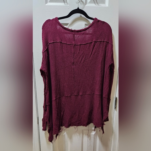 Free People Maroon Distressed/Frayed Top - Picture 5 of 5